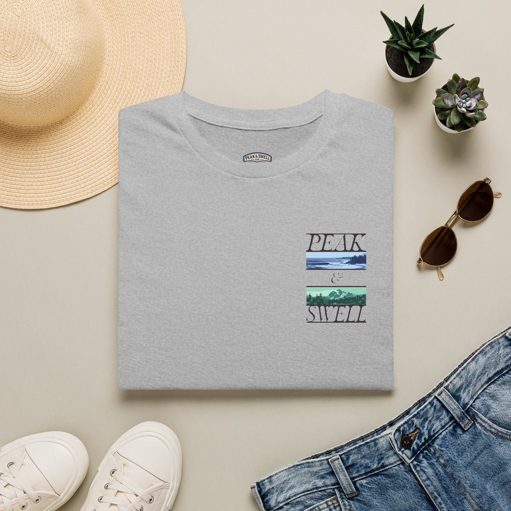 Minimal mountain & surf Graphic tee